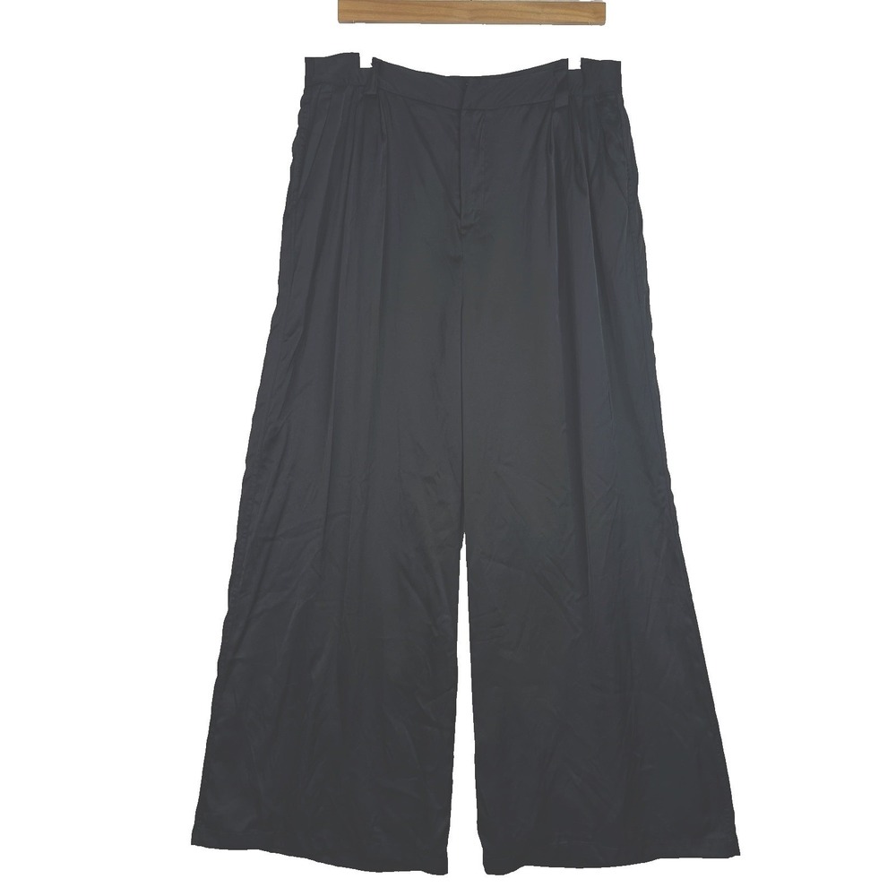 DISSH Rue Wide Leg Pants Womens‎ 12 Black Pleated High Rise Lined Trouser NWT